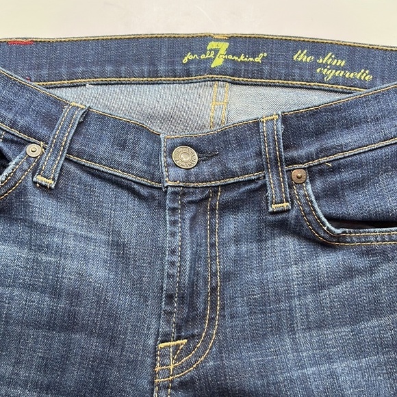 7 For All Mankind The Slim Cigarette Mid Rise Size 28 - Picture 15 of 16